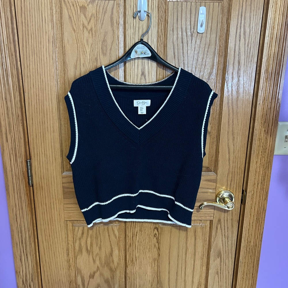 Jessica Simpson Navy and White Tank Top